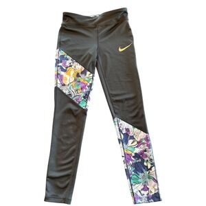 Nike Dri-FIT Leggings Girls M Floral Print Tight Fit Athletic Pants